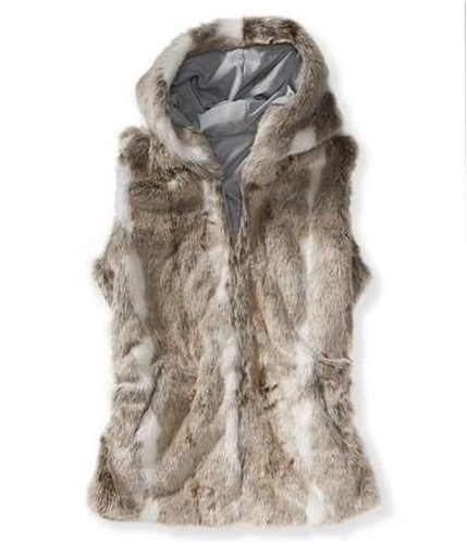 Aeropostale Womens Hooded Faux Fur Vest 903 XL