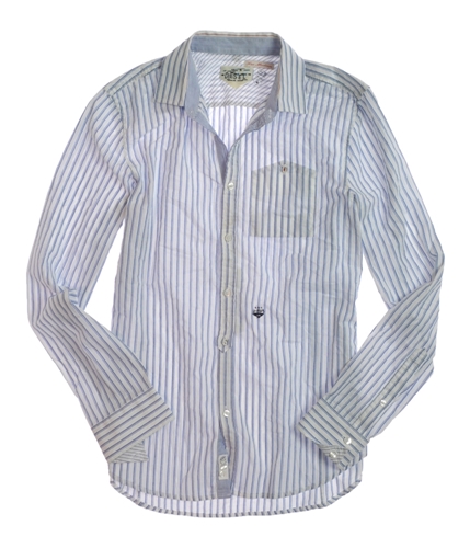 Diesel Mens Stripe Long Sleeve Button Up Shirt blue M