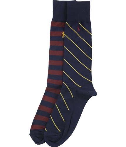 Ralph Lauren Mens 2 Pair Striped Dress Socks wine 10-13