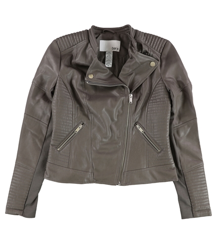 bar III Womens Fauxz Leather Motorcycle Jacket deepblack S
