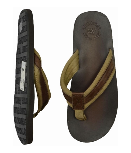 Aeropostale Mens Leather Flip Flop Sandals claybrown S