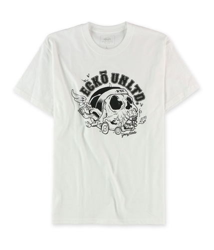 Ecko Unltd. Mens Skull Car Graphic T-Shirt blchwhite S
