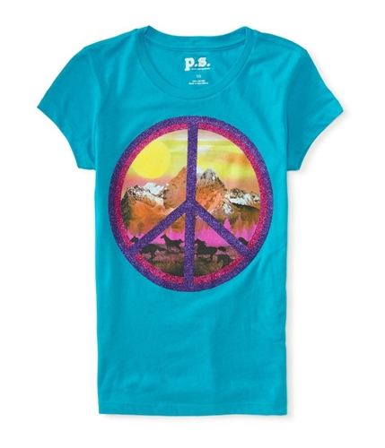 Aeropostale Girls Glitter Peace Graphic T-Shirt 428 4