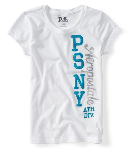 Aeropostale Girls PSNY Glitter Graphic T-Shirt bleach 5