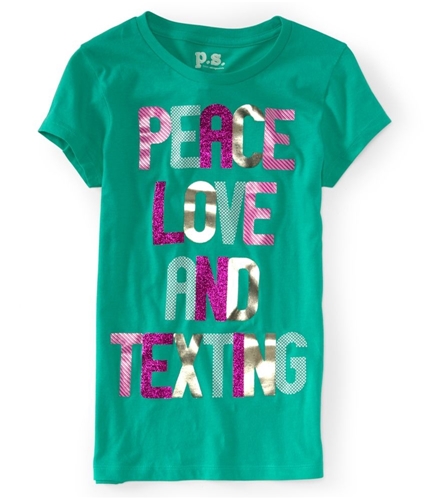 Aeropostale Girls Peace love and texting Graphic T-Shirt 067 4
