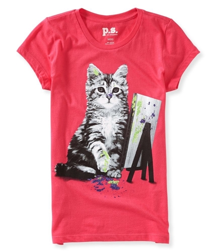 Aeropostale Girls Painting Kitten Graphic T-Shirt 667 4