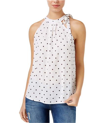 maison Jules Womens Tie-Neck Halter Top Shirt brightwhite XL