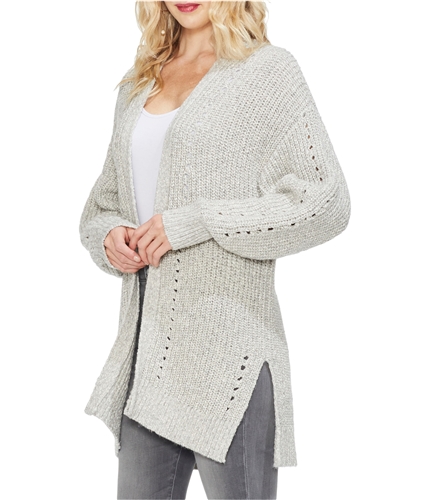 Vince Camuto Womens Pointelle Cardigan Sweater gray L