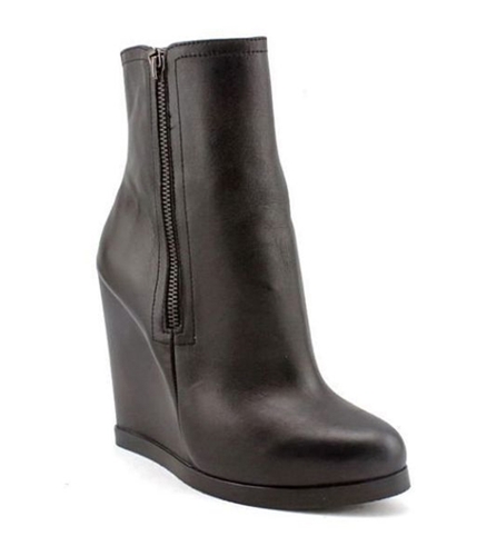 Madonna Womens Leather Bootie Wedge Boots black 8.5