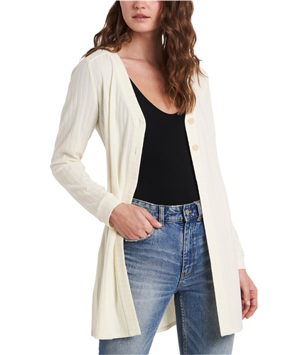 Vince Camuto Womens Striped Cardigan Sweater ivory M