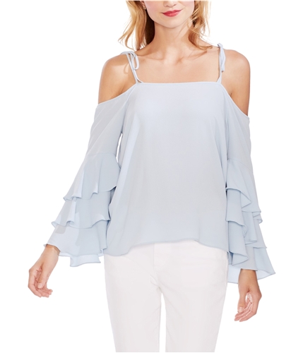 Vince Camuto Womens Tiered Sleeve Pullover Blouse medblue XXS