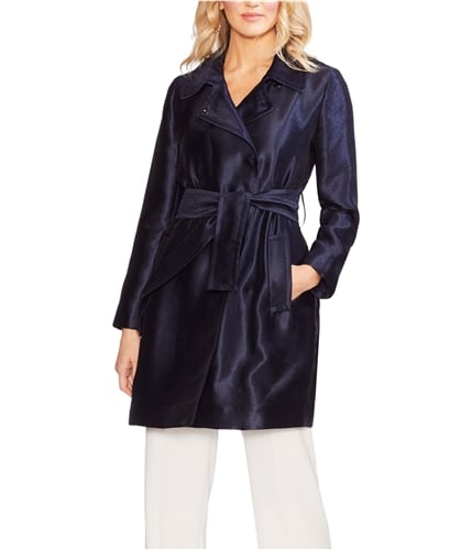 Vince Camuto Womens Satin Twill Trench Coat darkblue XS