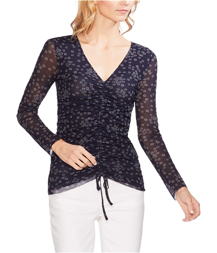 Vince Camuto Womens Mesh Pullover Blouse darkblue XS