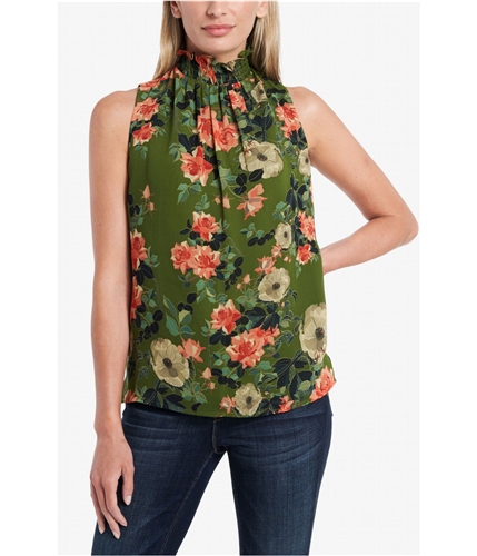 Vince Camuto Womens Floral Sleeveless Blouse Top green XS