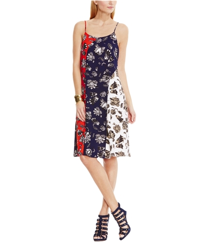 Vince Camuto Womens Floral Fit & Flare Dress fieryred L