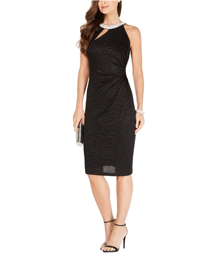 MSK Womens Halter Cutout Sheath Dress black 8P