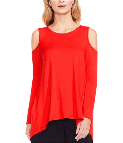 Vince Camuto Womens Cold Shoulder Basic T-Shirt brightcrims XS