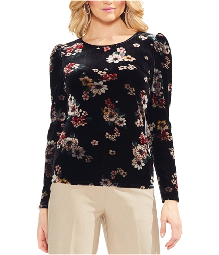 Vince Camuto Womens Floral Pullover Blouse richblack XS