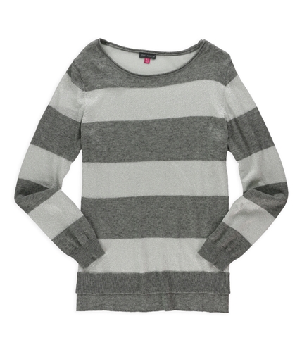 Vince Camuto Womens Striped Metallic Pullover Sweater carbonheather XL