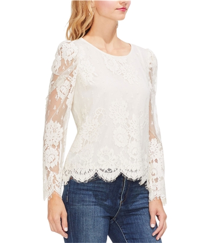 Vince Camuto Womens Lace Pullover Blouse white XS