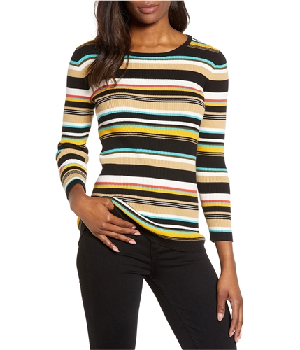 Vince Camuto Womens Striped Pullover Sweater black XS