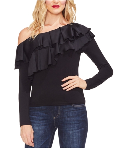 Vince Camuto Womens Tiered Ruffle One Shoulder Blouse black XS