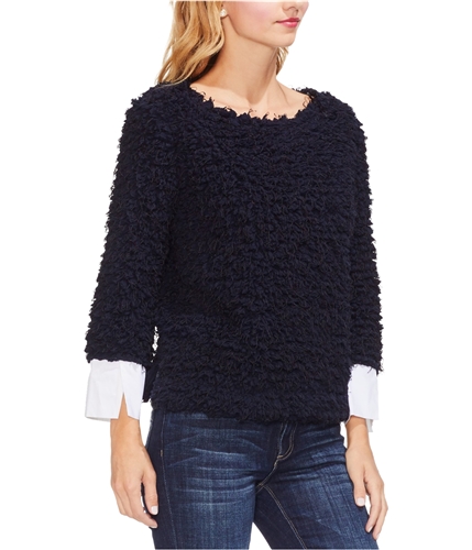 Vince Camuto Womens Popcorn Knit Pullover Blouse darkblue L