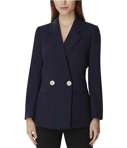 Tahari Womens Two Button Double Breasted Blazer Jacket blue 8