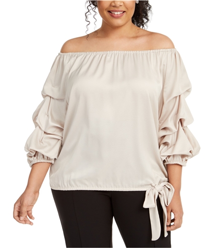 MSK Womens Solid Off the Shoulder Blouse champagne 1X