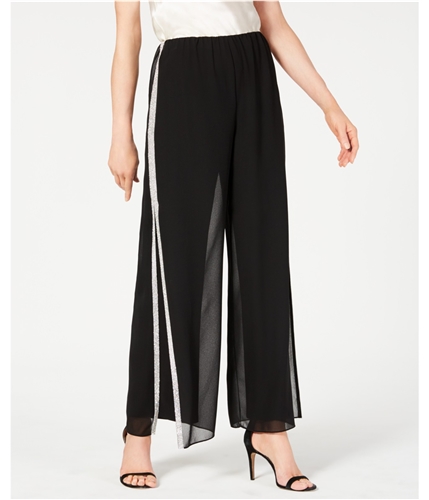 28th & Park Womens Rhinestone Trim Casual Wide Leg Pants black S/32
