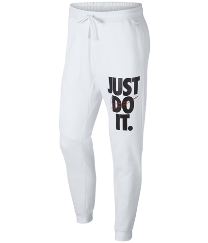 Nike Mens Just Do It Fleece Casual Jogger Pants white L/30