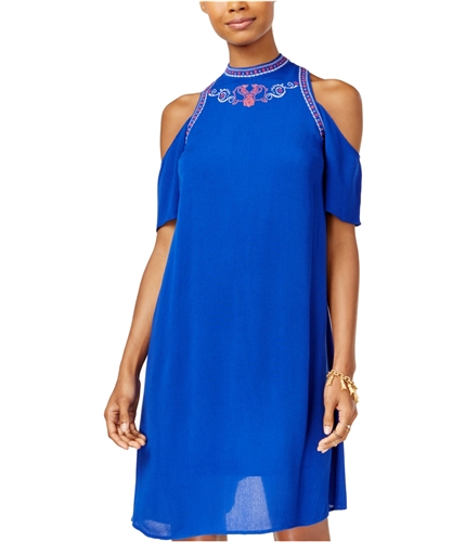 Sequin Hearts Womens Embroidered A-line Dress blueb M