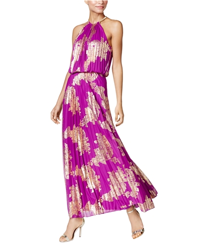 MSK Womens Foil A-line Dress berrygold 8