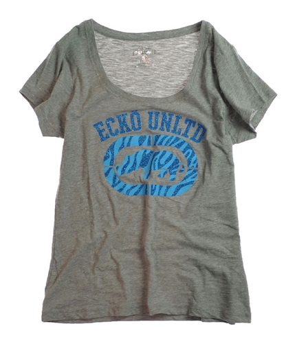 Ecko Unltd. Womens Glittery Rhino Logo Graphic T-Shirt htrgrey L