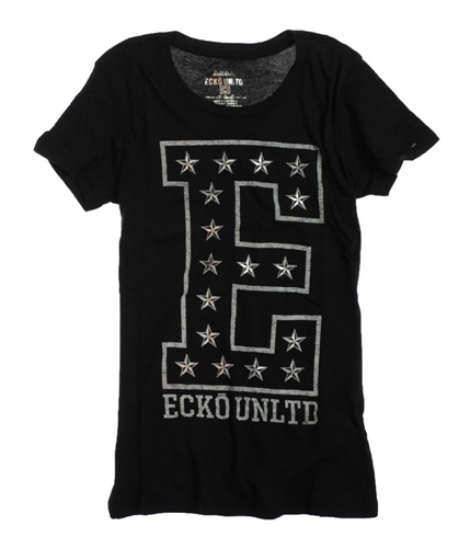 Ecko Unltd. Womens E Foil Crew Neck Graphic T-Shirt black XS