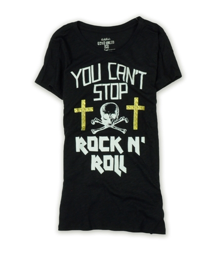 Ecko Unltd. Womens Rocko N Roll Cross Crwnk Graphic T-Shirt black XS