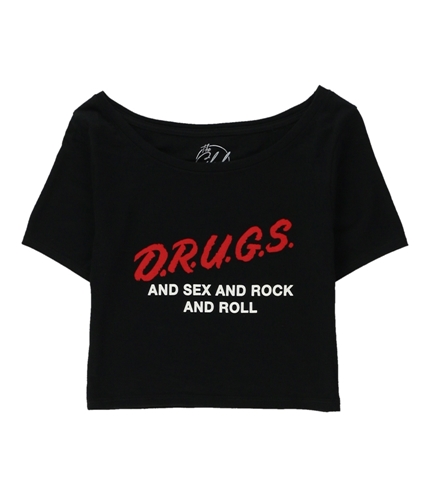 Ecko Unltd. Womens Crop Drugs Rock And Roll Graphic T-Shirt black S