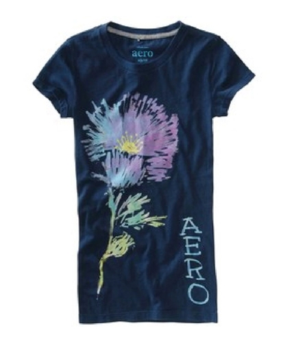Aeropostale Womens Graphic Paints Dorm Pajama Sleep T-shirt navyblue S