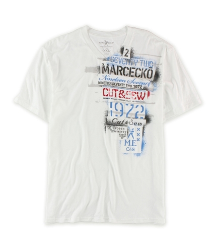 Marc Ecko Mens Logo V Neck Graphic T-Shirt white 2XL