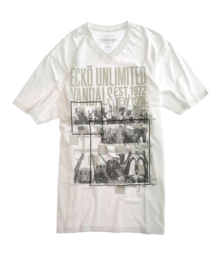 Ecko Unltd. Mens Downtown All Around V-neck Graphic T-Shirt blchwhite XL