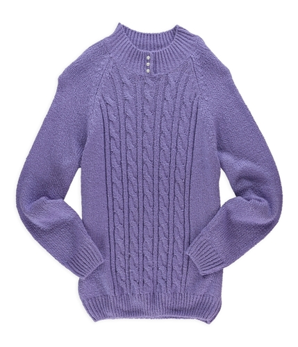 Karen Scott Womens Pearl Cable Knit Sweater purplefrost M