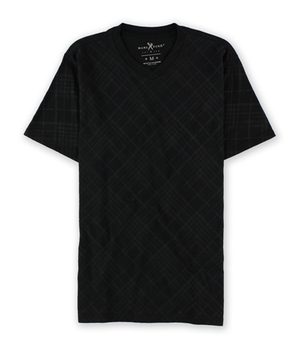 Marc Ecko Mens Plaid V Neck Basic T-Shirt black M