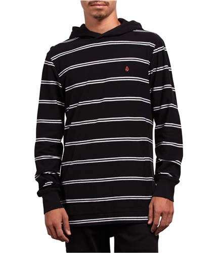 Volcom Mens Striped Hoodie Sweatshirt black M