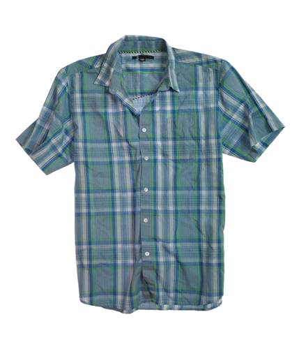Volcom Mens Ss X Factory Plaid Button Up Shirt blue L