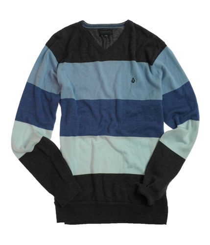 Volcom Mens Striped Print Knit Sweater blueheather M