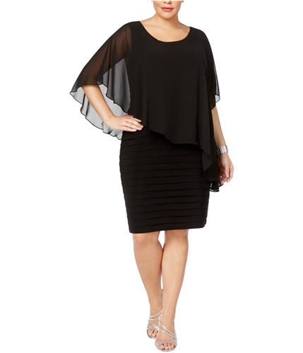 Betsy & Adam Womens Chiffon Sheath Dress black 16W
