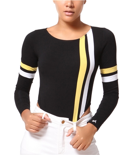Artistix Womens Striped Bodysuit Jumpsuit black XL