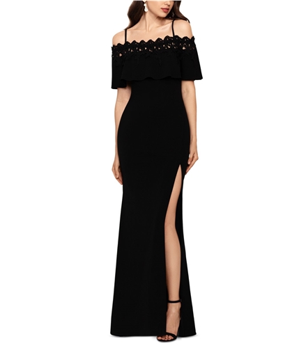 Betsy & Adam Womens Lace Trim Gown Dress black 4