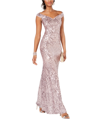 Betsy & Adam Womens Sequin Gown Dress pink 4