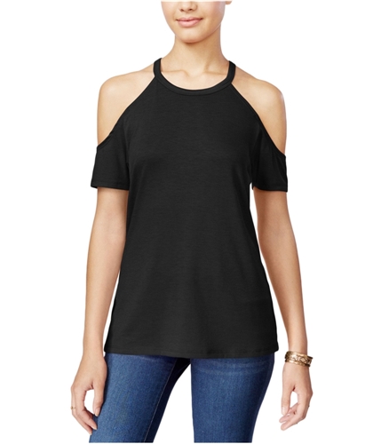 Rebellious One Womens Cold Shoulder Knit Blouse black XS